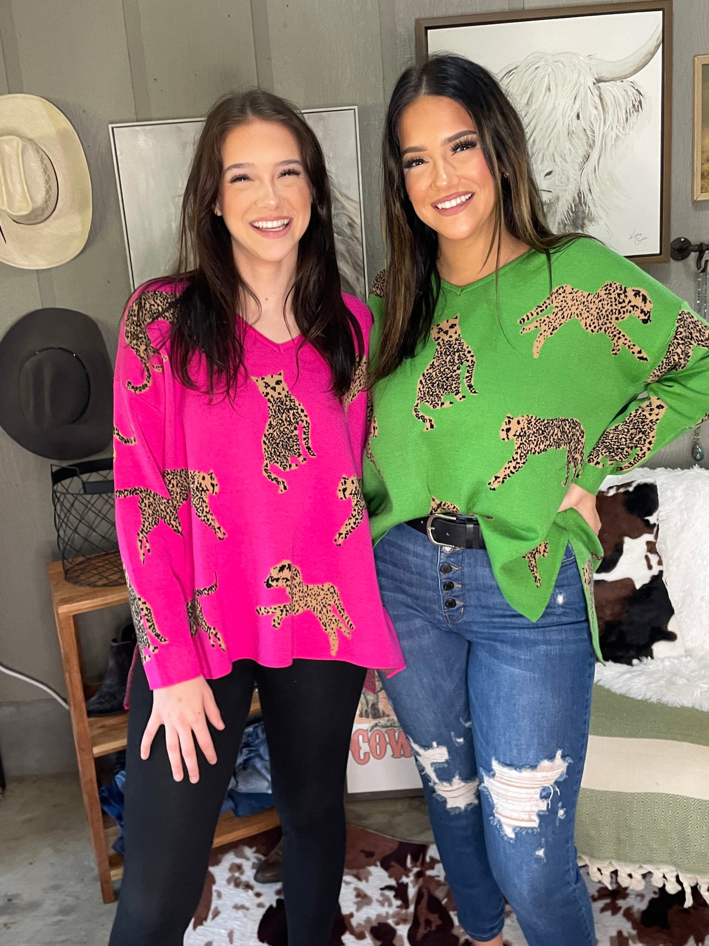 V-Neck Cheetah Sweater