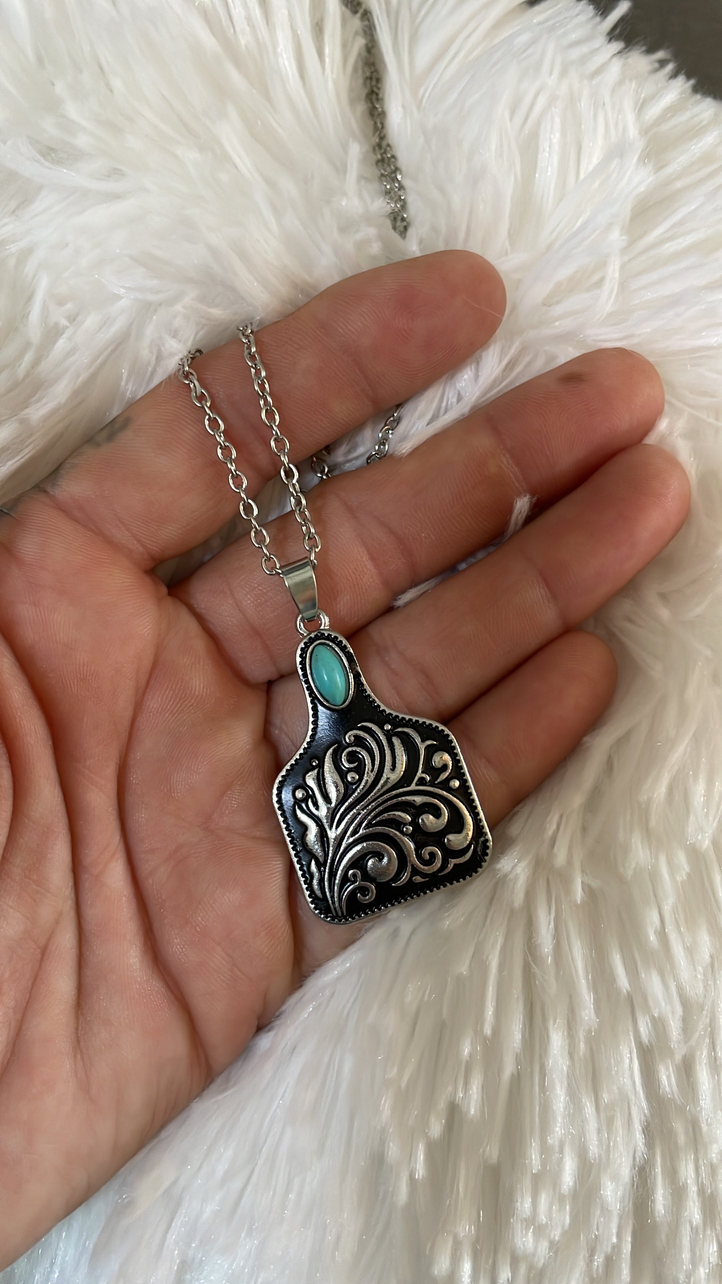 Silver Cowtag Necklace