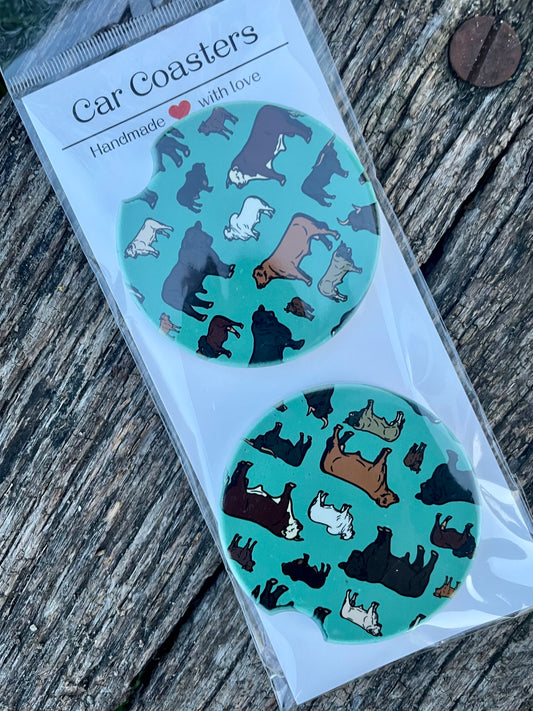 Cow Print Car Coasters